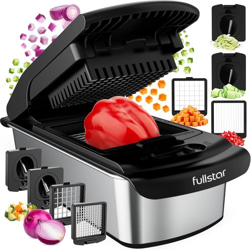 Fullstar Pro Chopper - 4-in-1 Vegetable Chopper & Spiralizer with Container | Stainless Steel Kitchen Gadget