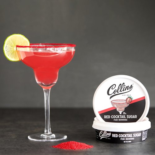 Collins Red Cocktail Sugar, Enhance Daiquiris, Cosmopolitans, Margaritas, Cocktail Drinks, Glass Rimming Sugar for Cocktails 7oz