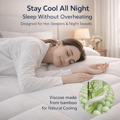 ELEMUSE Memory Foam Mattress Topper - 3 Inch Dual Layer with Cooling Gel & Pillowtop Comfort | Ideal for Teens & Guests