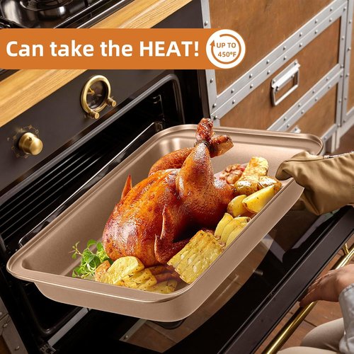 Champagne 11-Piece Nonstick Baking Pans Set | Professional Grade Carbon Steel Bakeware, Dishwasher Safe, Oven Safe to 450°F