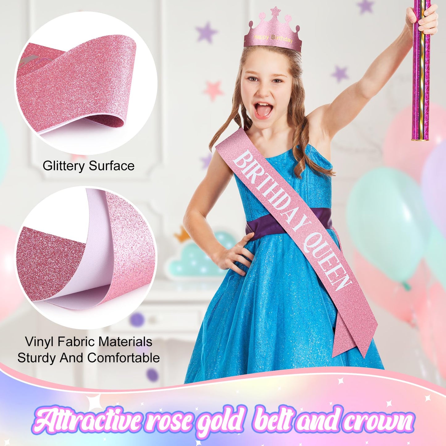 ZZTDSD 9 Year Old Girl Birthday Gift Set, Gifts for 9 Year Old Girls with Glass Cup (16oz), Socks, Pearl Necklace, Beaded Bracelet, Birthday Hat, Sash & Card