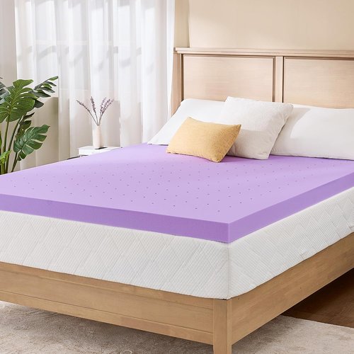 Full Lavender Infusion Memory Foam Mattress Topper - Ventilated & Pressure Relieving | CertiPUR-US Certified, Medium Firm, 54"x75"