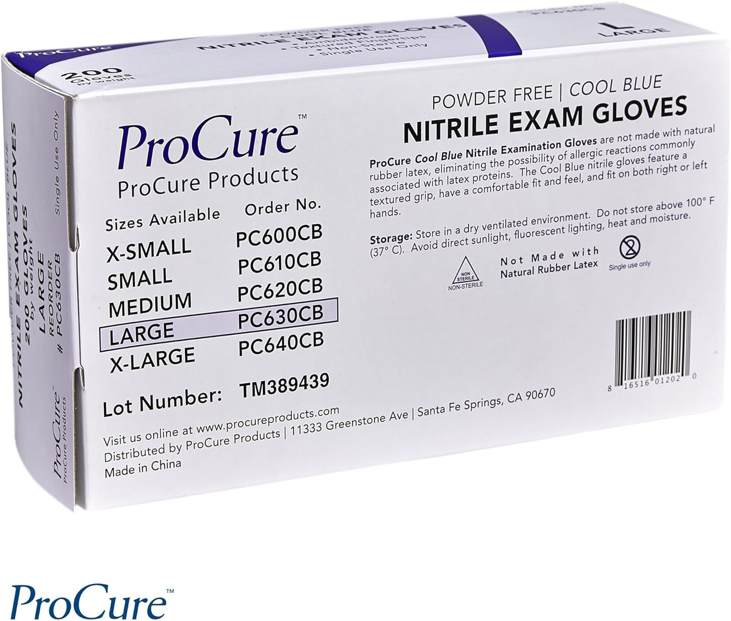 ProCure Disposable Nitrile Gloves - Latex Free, Powder Free | 200 Count Medical Exam Gloves