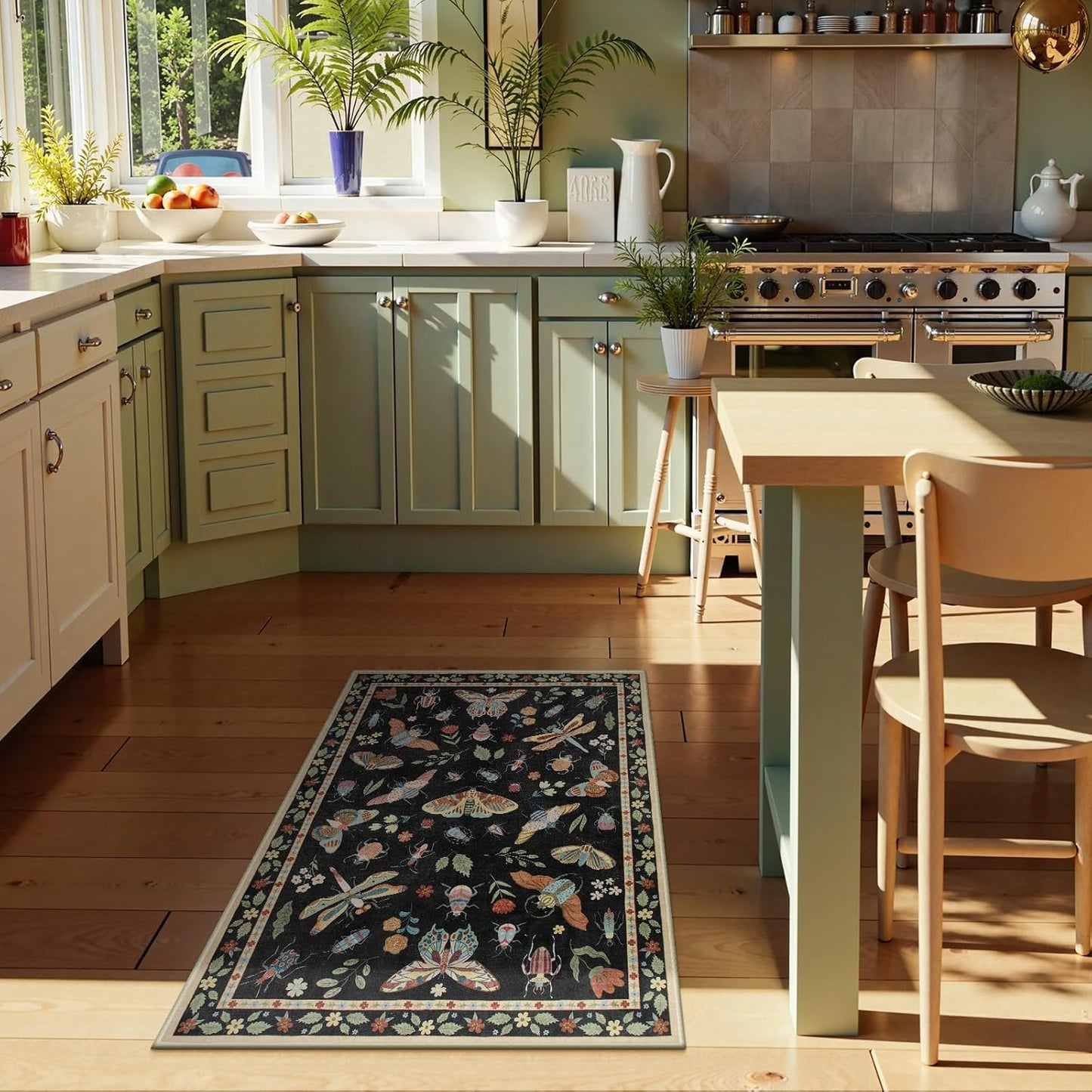Lahome Washable Insect Rug - Soft Non-Slip Indoor Mat for Entryway & Bathroom | 2x3 ft, Black