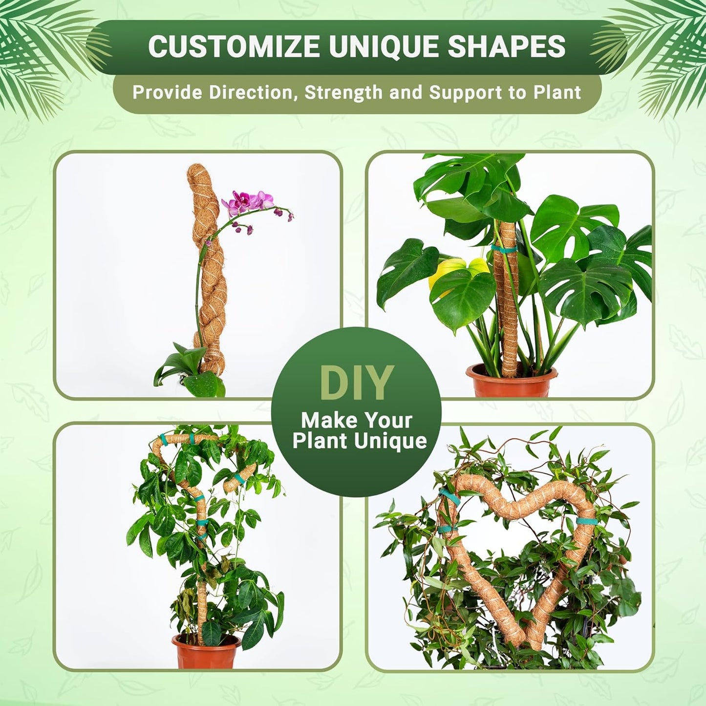 Skiennix Bendable Moss Pole - 48 Inch Indoor Plant Support | Pack of 2 Coco Coir Poles for Monstera & Climbing Plants
