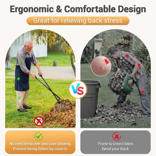 CAROD Leaf Grabber Rake - Lightweight Metal Gardening Tool for Effortless Leaf Collection | Long Handle Design