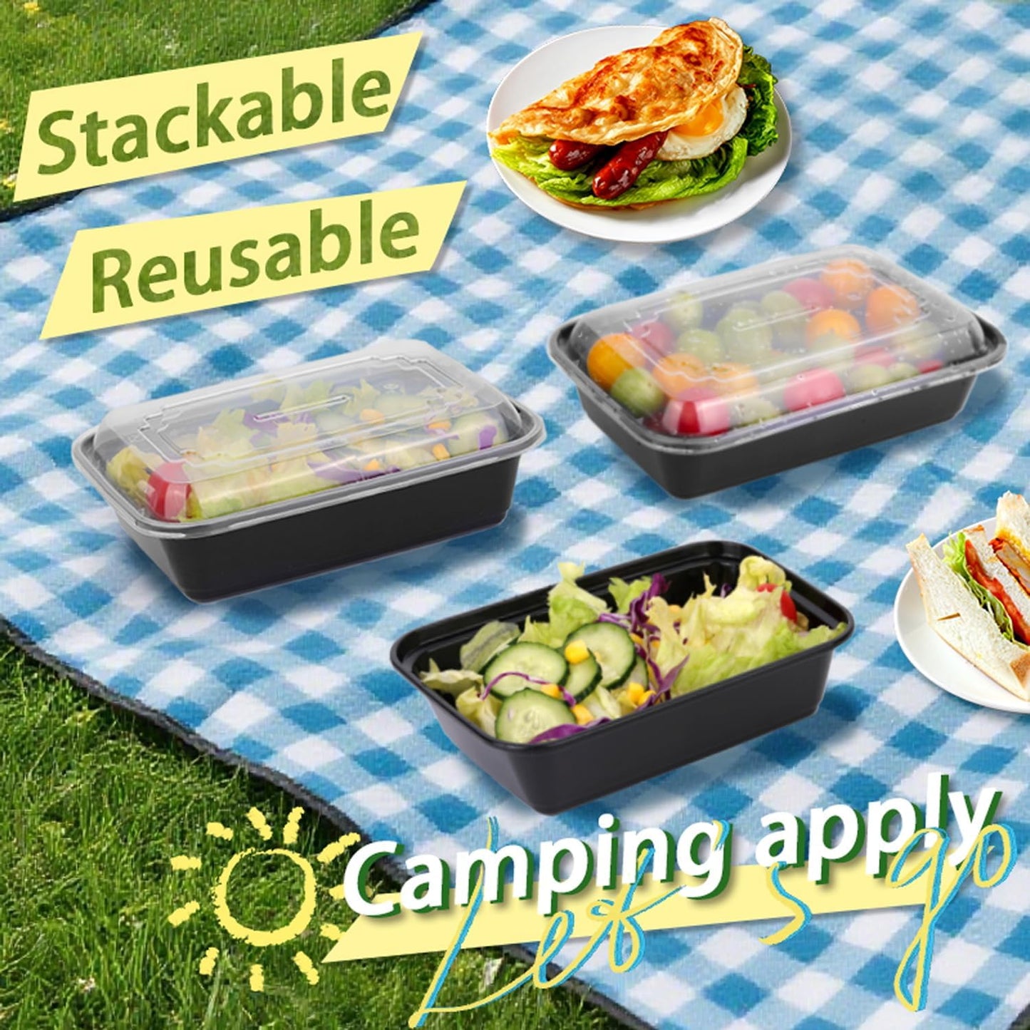 Skiennix Meal Prep Containers - BPA-Free, Stackable & Leak-Resistant Bento Box | 24 Ounces, Microwave & Dishwasher Safe