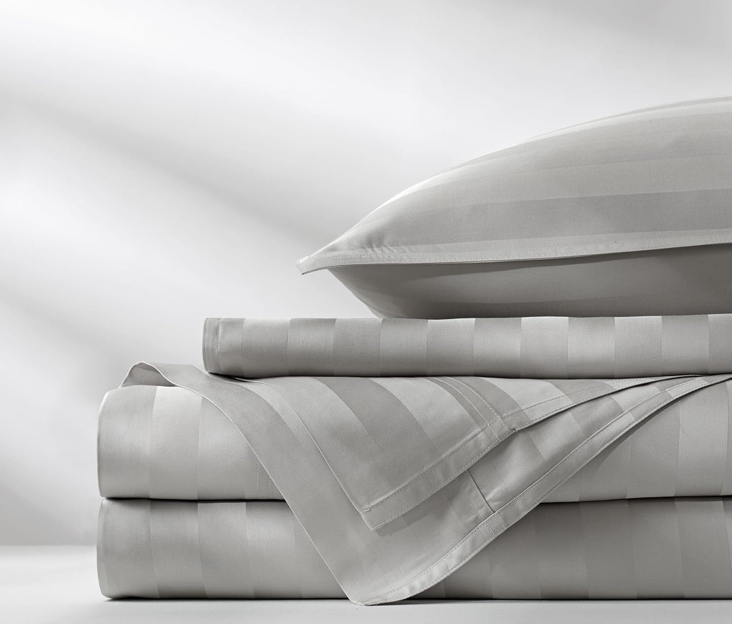 Pure Bamboo Queen Sheets - Luxuriously Soft 100% Organic Viscose Bed Sheet Set | Jacquard Silver, 2-Year Quality Promise