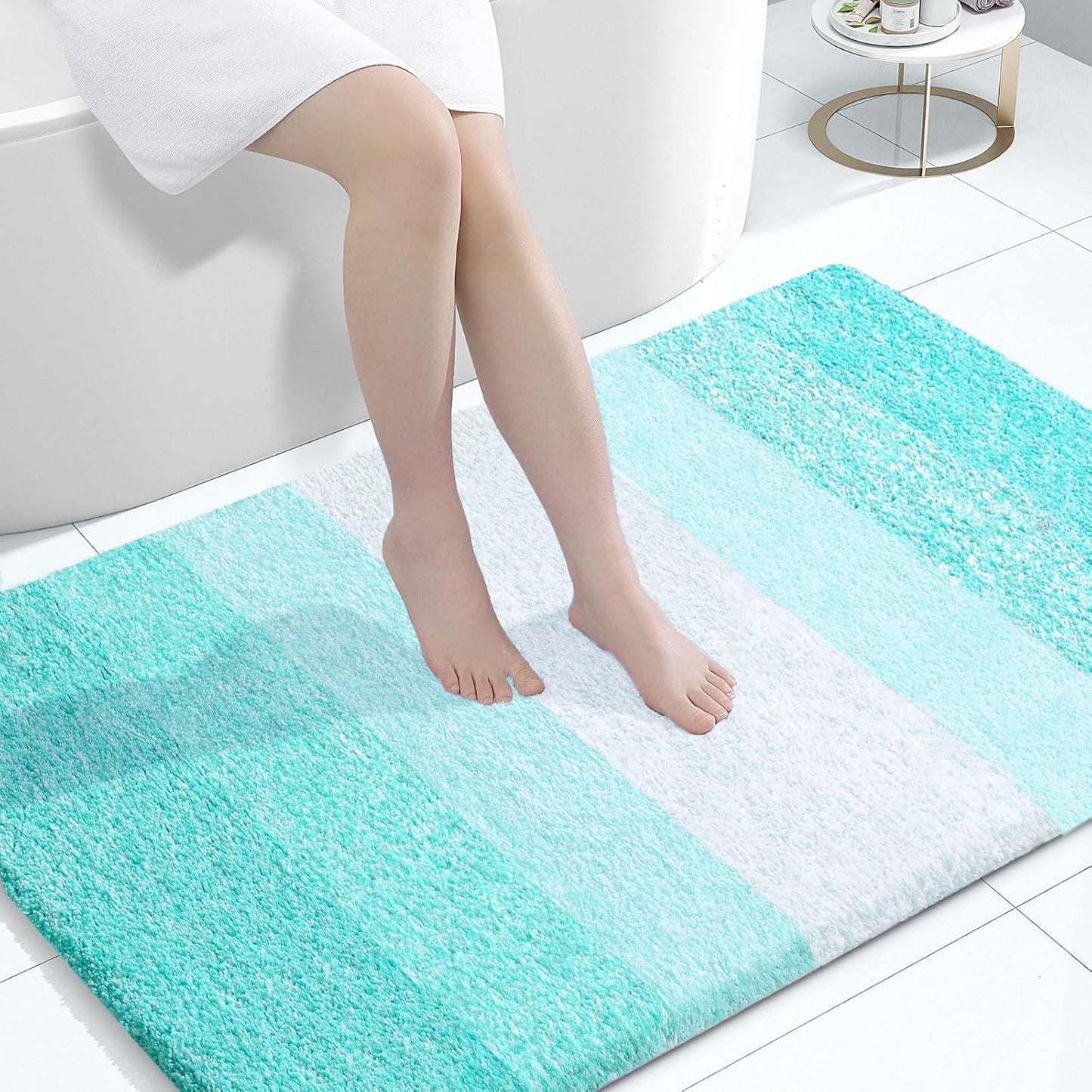 OLANLY Large Bath Rugs - Extra Soft Microfiber, Quick Dry, Machine Washable | 44x32 Teal Mat for Bathroom Decor