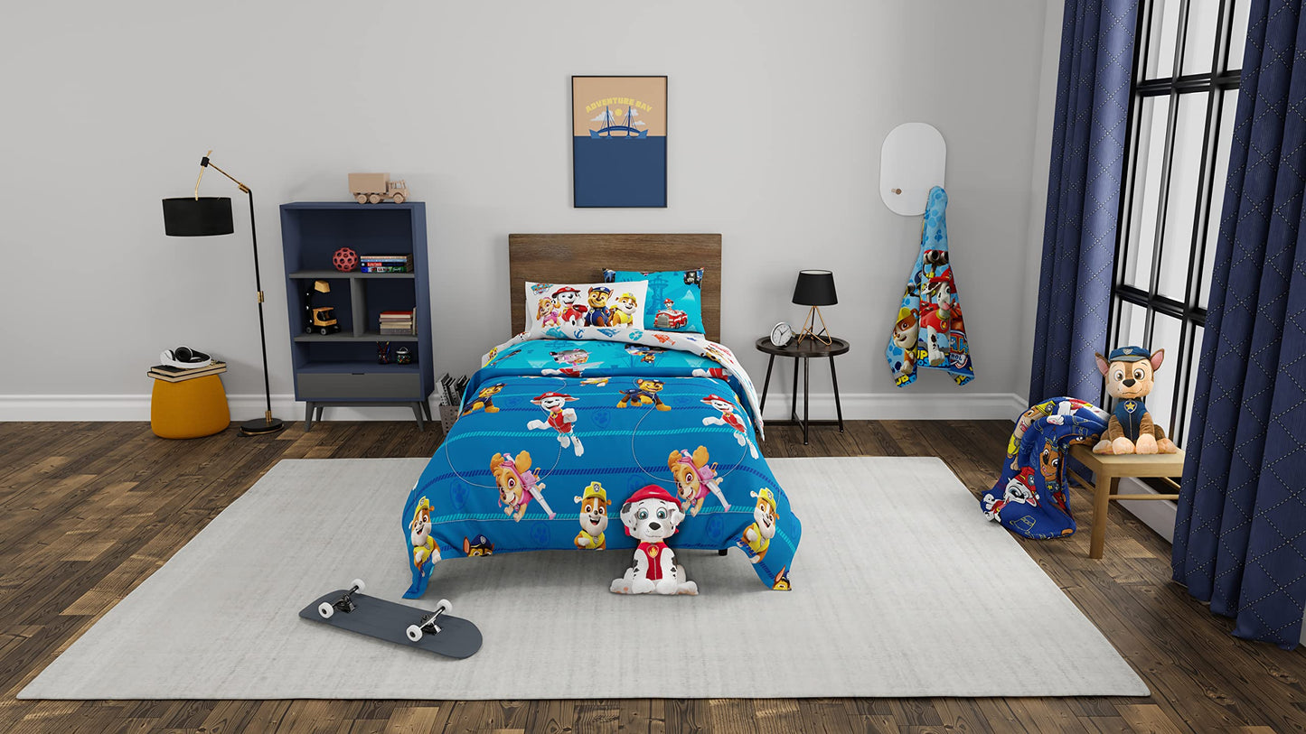 Paw Patrol Kids Bedding Super Soft Comforter and Sheet Set with Sham, 5 Piece Twin Size, (100% Officially Licensed Nickelodeon Product) By Franco