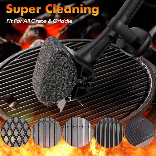 BBQ Grill Brush - Bristle-Free Cleaner with Replaceable Heads for Cast Iron & Stainless Steel Grates
