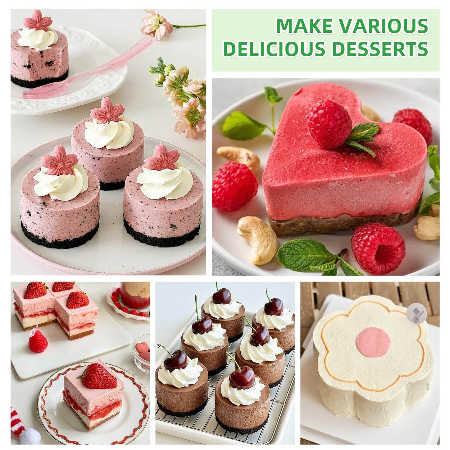 SWETON Cake Rings Cooking Rings Dessert Mousse Mold Stainless Steel with Pusher for Desserts Making (4PCS)