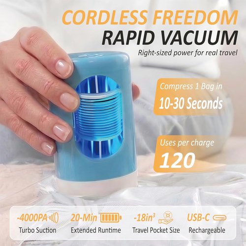 Cozy Essential Vacuum Storage Bags - Space-Saving Travel Solution with Rechargeable USB Pump | 22 Combo for Clothes, Blankets & Bedding