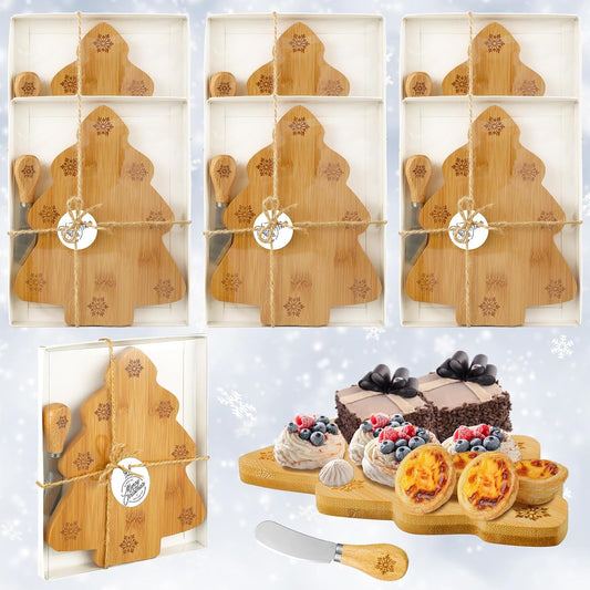 Kigley 6 Pcs Christmas Tree Cutting Board,Christmas Tree Charcuterie Board for kitchen,Christmas Tree Shaped Wood Cutting Board,Christmas Wooden Serving Tray,Christmas Decoration Charcuterie Boards