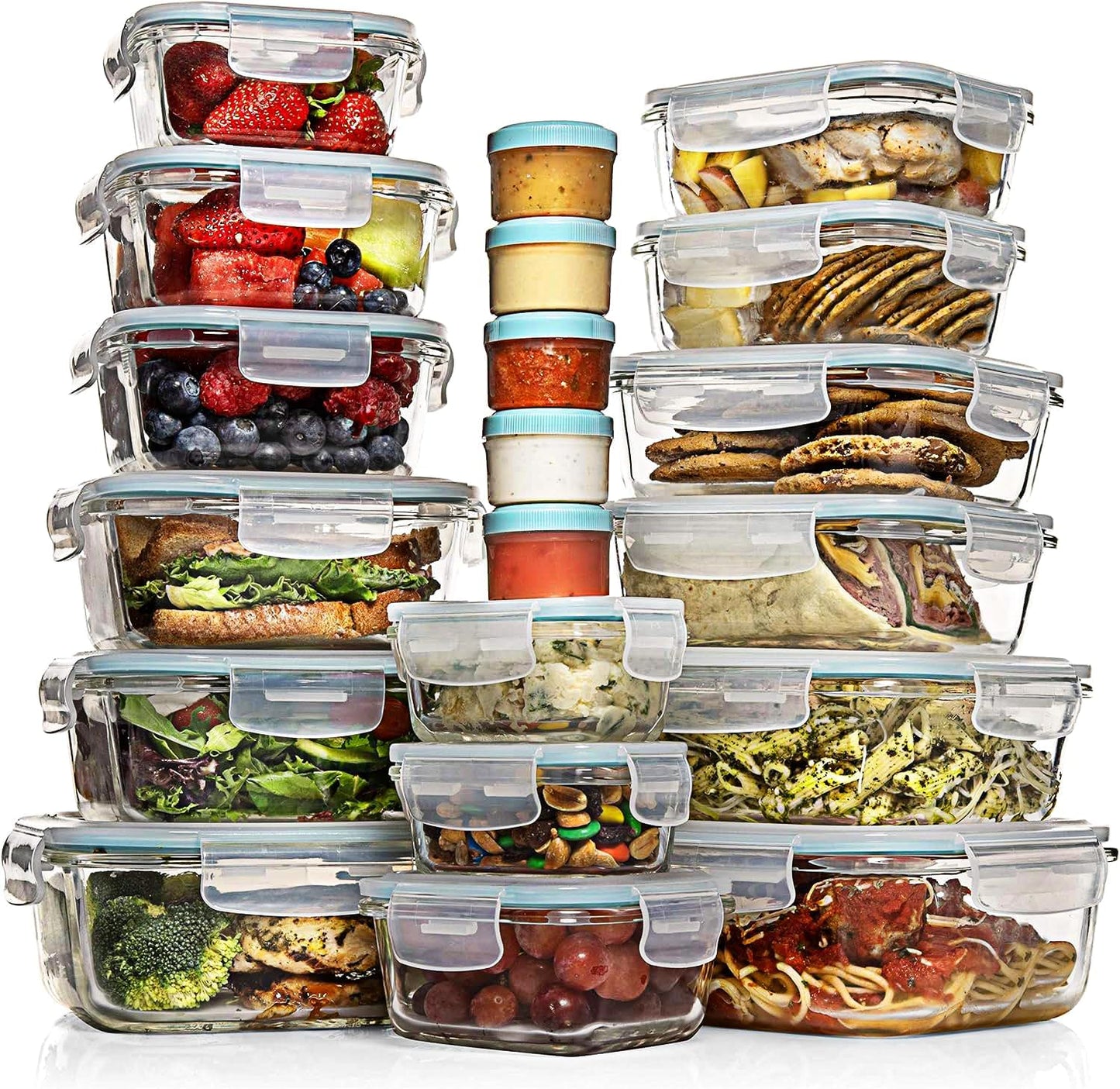 Razab 35-Piece Glass Food Storage Container Set - Airtight, BPA-Free Meal Prep Bento Boxes | 100% Leak Proof