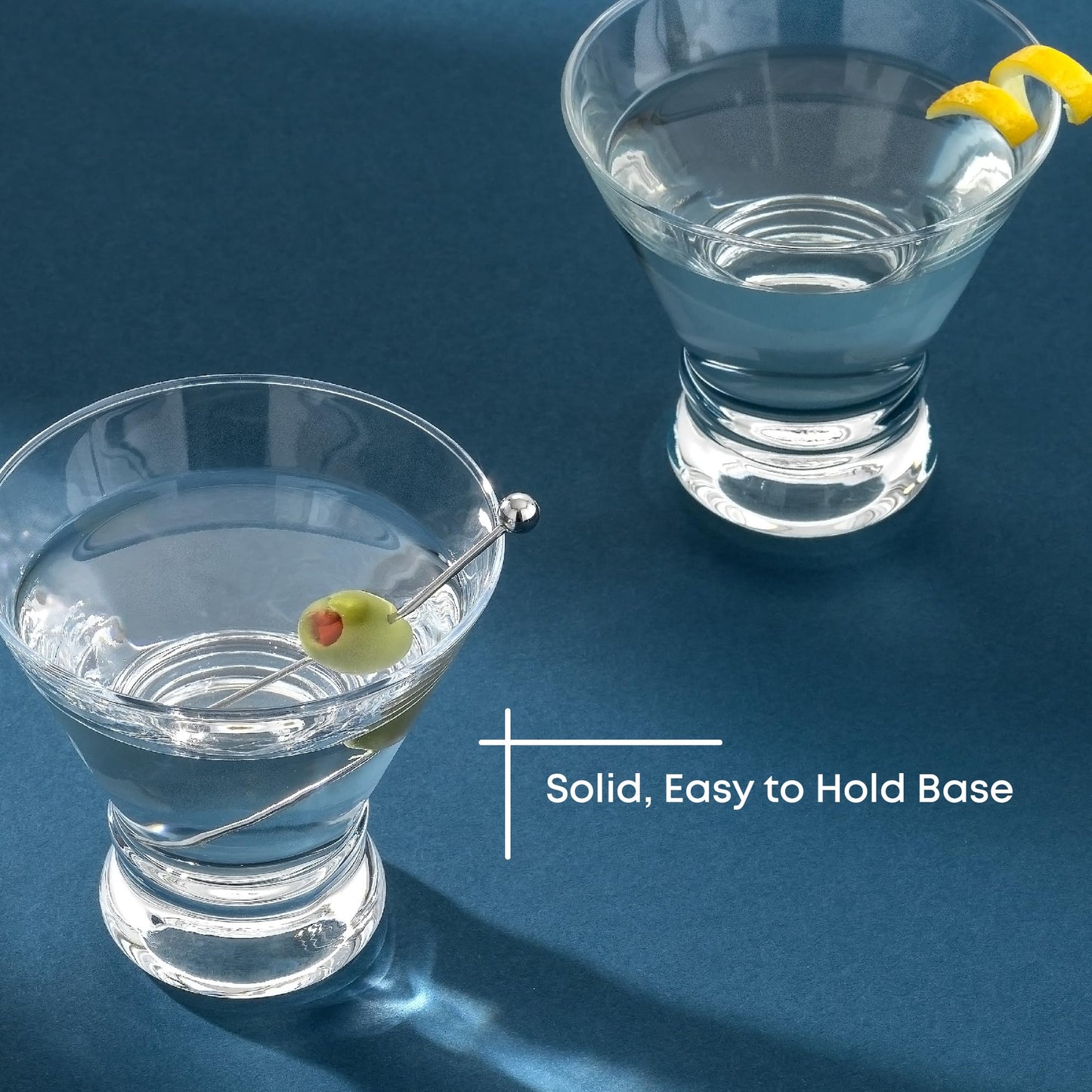 JoyJolt Afina Stemless Martini Glasses Set of 4, 8.5oz Liquor Drinking Glasses for Cocktail and Margarita, Bar Glass Cups, Glass Dessert Cups