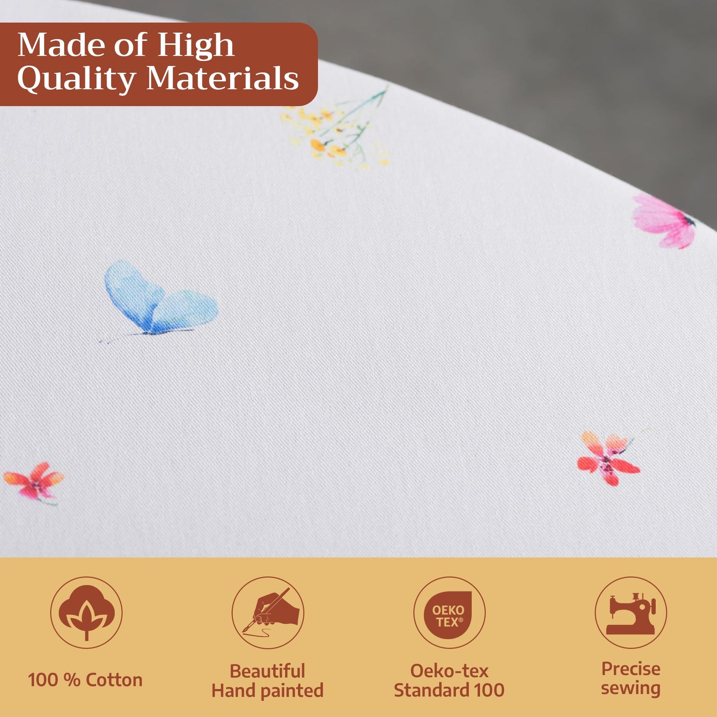 Maison d' Hermine Table Cloth Round Table 100% Cotton 69 Round Inches Tablecloth Reusable Decorative for Dining Kitchen Room Farmhouse Home Gifts for Mothers Day Spring Summer - Flower in The Field