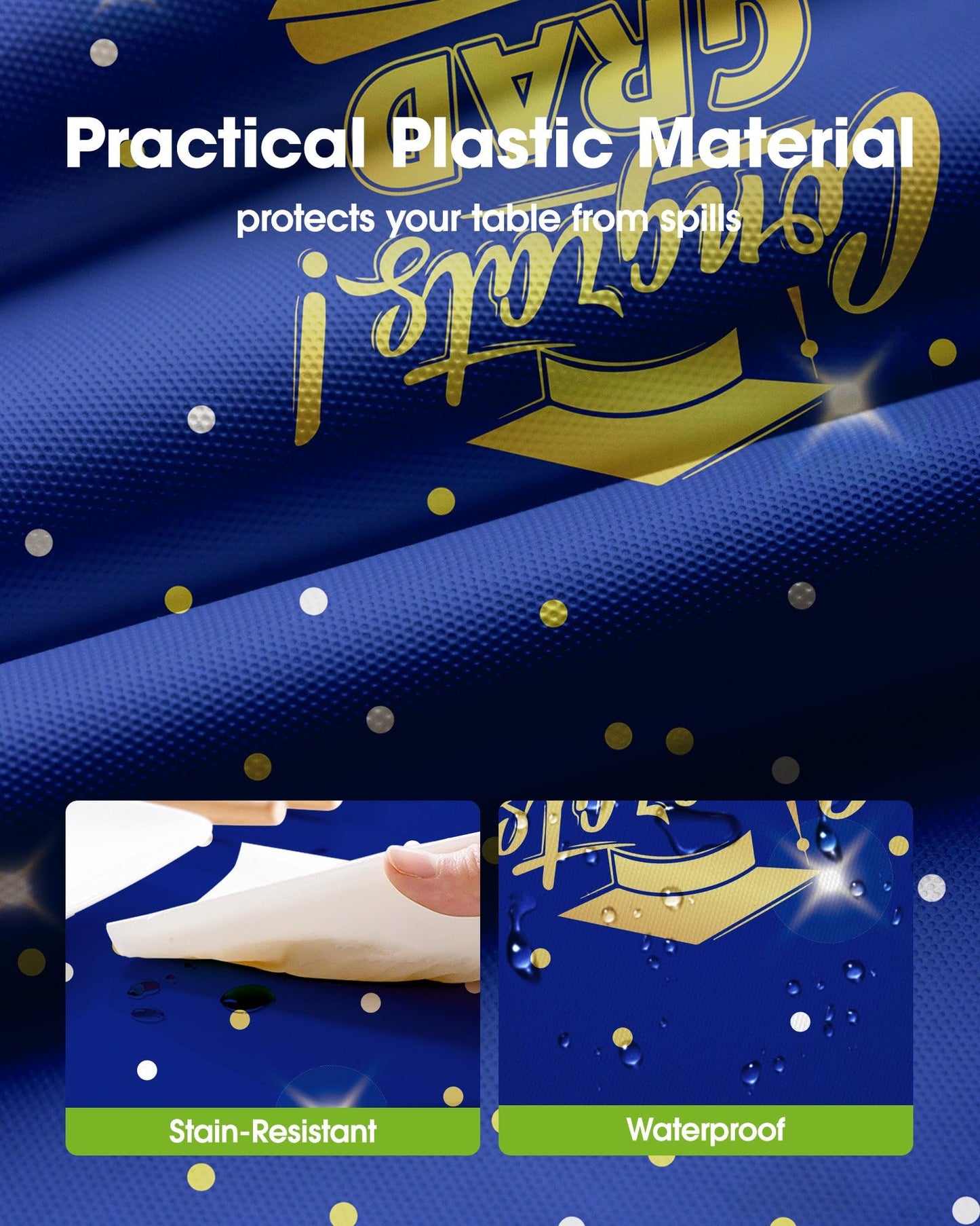 Pureegg Graduation Decorations 2026 Plastic Tablecloth Disposable 10 Pack, Class of 2026 Black Rectangle Table Cover 54 x 108 Inch, Plastic Table Cloth for Graduation Party, Picnic