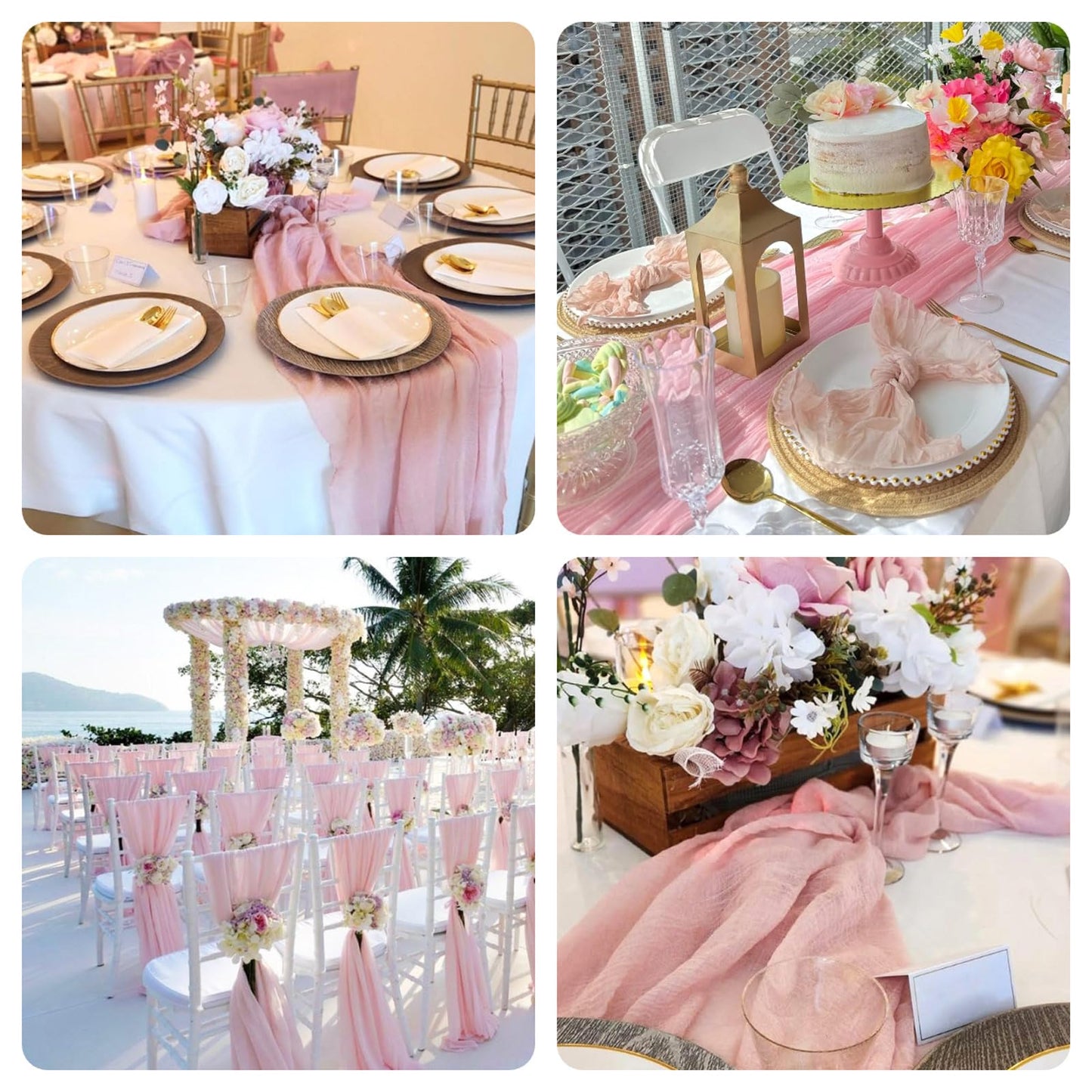 SAJOO Blushing Pink Cheesecloth Table Runner 10ft Gauze Table Runner for Wedding Baby Bridal Shower Party 32x120 Inches Boho Rustic Long Cheese Cloth Spring Home Decorations