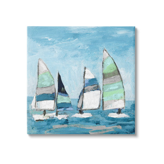 Stupell Industries Floating Striped Sailboats Clear Blue Sky Painting Canvas Wall Art, Design By Katrina Craven