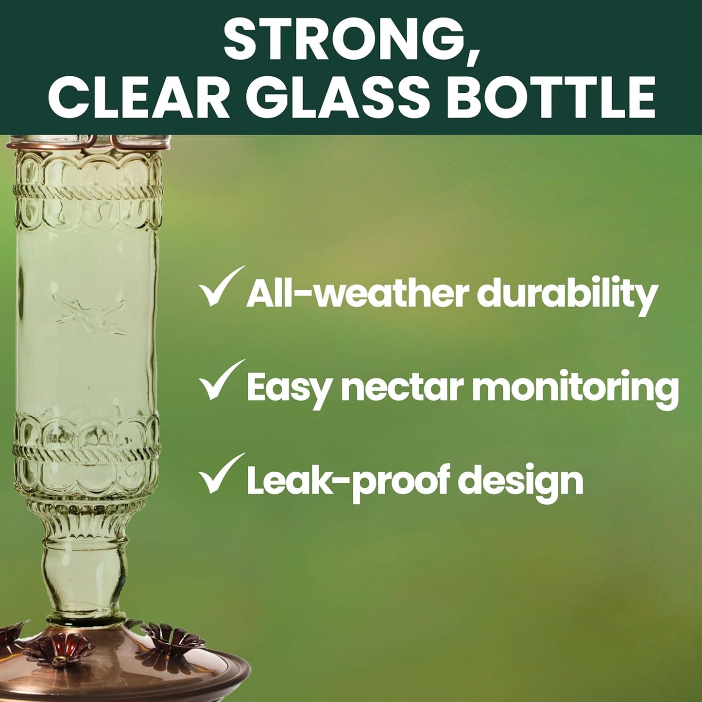 Perky-Pet Hummingbird Feeder - Antique Glass Bottle Design | 10 Fl Oz Nectar Capacity - Durable Outdoor Décor