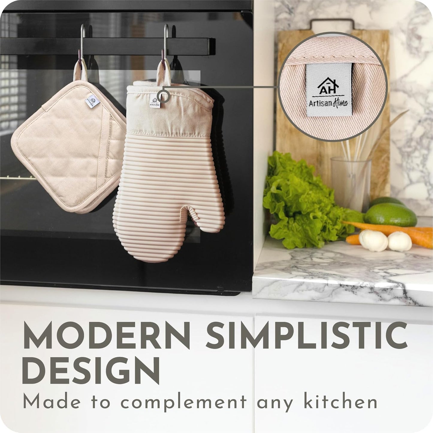 Skiennix Extra Long Silicone Oven Mitts - Heat Resistant 500°F | BPA-Free 4-Piece Kitchen Set