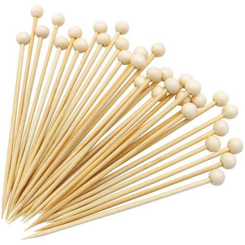 BLUE TOP 4.7 in 200PCS Wooden Ball Food Cocktail Picks Food Skewers Bamboo Picks for Charcuterie, Appetizers, & Cocktail Picks For Parties