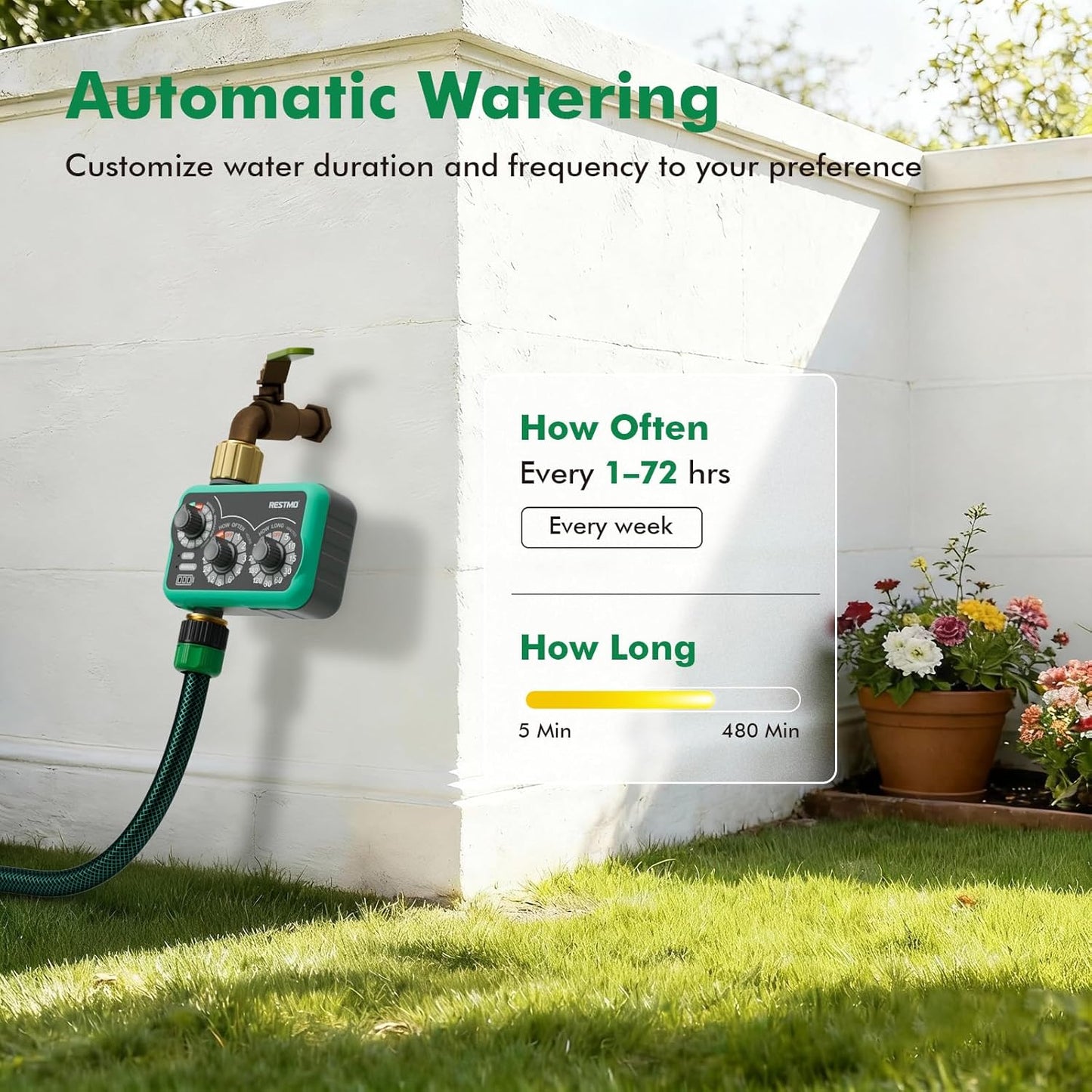RESTMO 3-Dial Analog Sprinkler Timer - Brass Inlet & Outlet | Easy Setup for Automatic Drip Irrigation