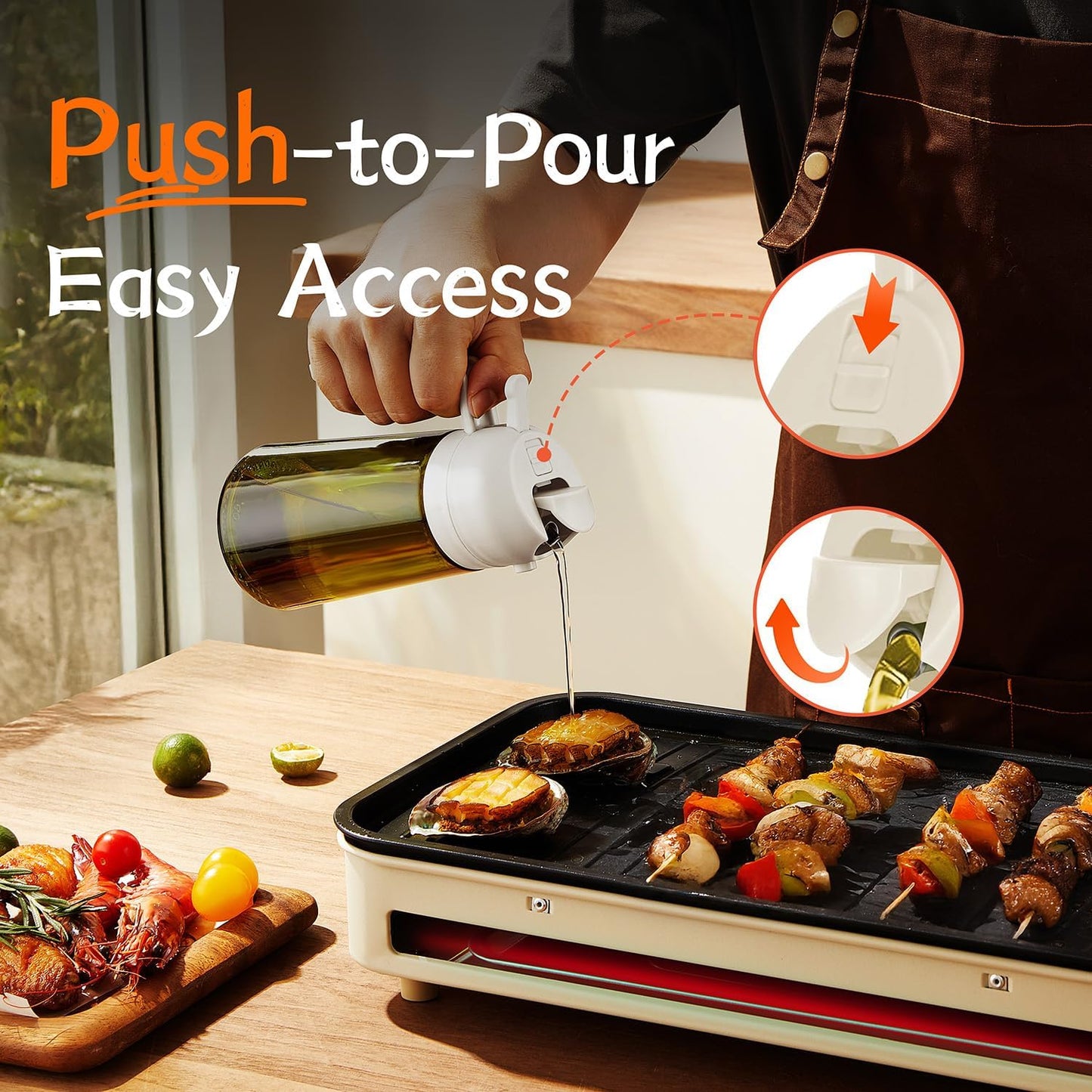 TrendPlain - 16oz Olive Oil Dispenser Bottle | Kitchen Gadget & Air Fryer Accessory - White