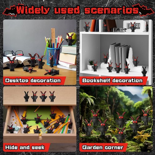 Chunful Mini Mothman Figurines - 50 Pcs Tiny Moth Man Statues for Garden Decor & Party Favors | Classic Black