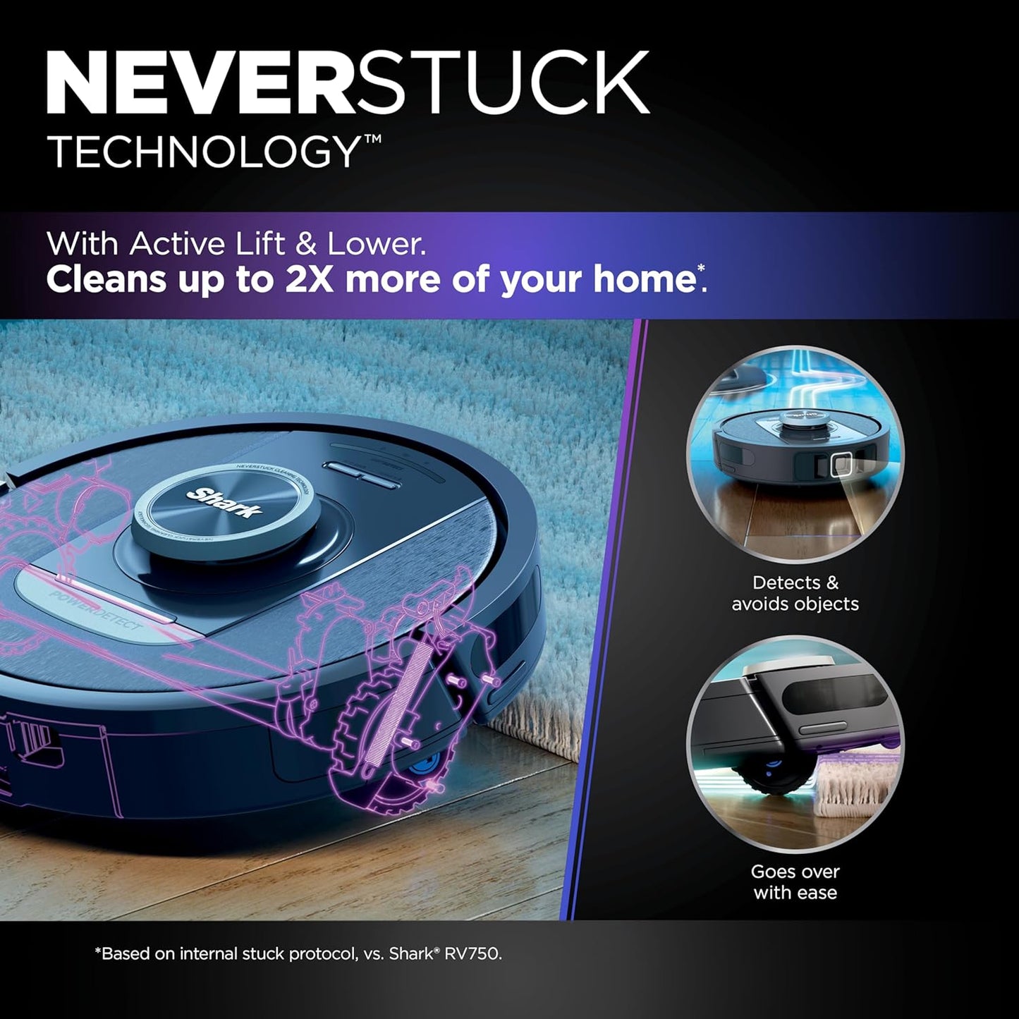 Shark PowerDetect Self-Empty Robot Vacuum - NeverStuck Technology for Deep Cleaning Carpets & Hard Floors | XL 60-Day Capacity, Black