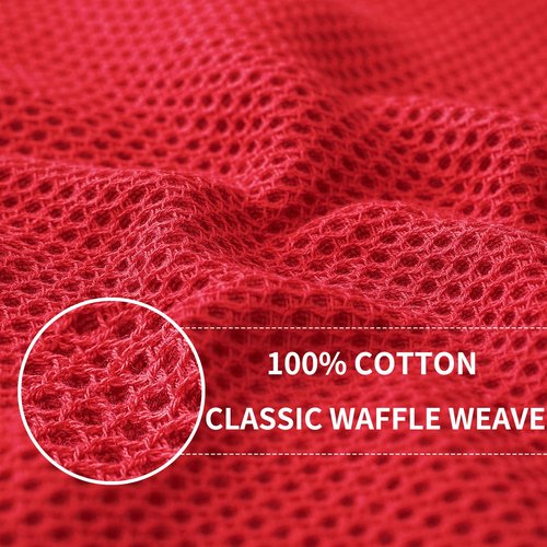 Homaxy 100% Cotton Waffle Weave Kitchen Dish Cloths, Ultra Soft Absorbent Quick Drying Dish Towels, 12 x 12 Inches, 8-Pack, Red