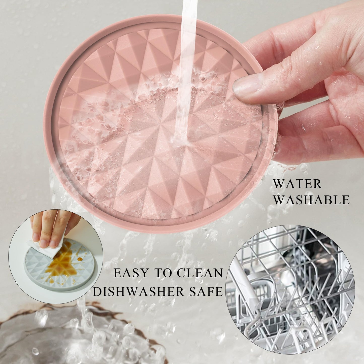 Wingcases Silicone Coasters for Drinks[2 Pack for Office]- Cup Mat for Tabletop Protection-Non-Slip, Non-Stick, Coffee Table Decor, Great Gift for Any Occasion, Pink