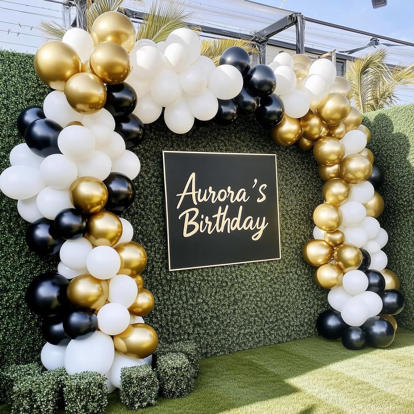 RUBFAC White and Gold Balloons 129pcs Different Sizes Pack of 18 12 10 5 Inch, Latex Balloon Garland Arch Kit for Birthday Party Wedding Holiday Baby Shower Decoration