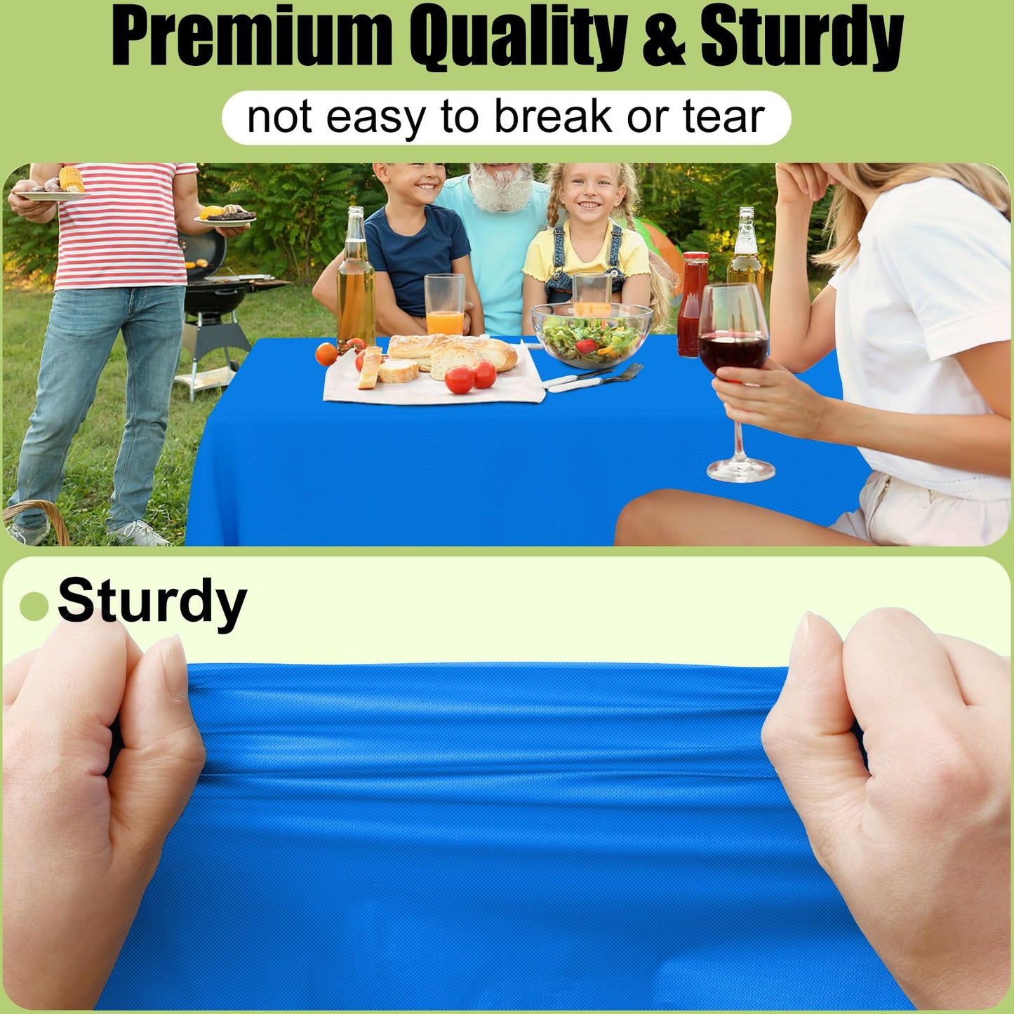 Smiry Disposable Table Cloth - 6 Pack, 54 x 108 Inch Waterproof Rectangle Tablecloths for Parties, Decorative Plastic Table Cover, Leakproof & Sturdy, Blue