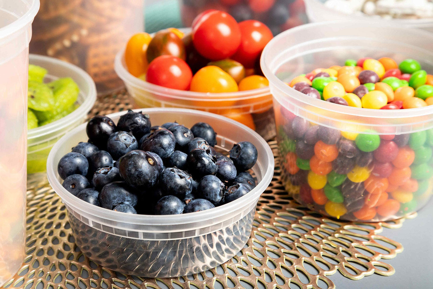 Deli Plastic Food Containers with Airtight Lids [50 Sets], Leakproof Slime Small Combo Pack [Reusable, Storage, Disposable, Meal Prep, Soup, Microwaveable & Freezer Safe] (16oz)