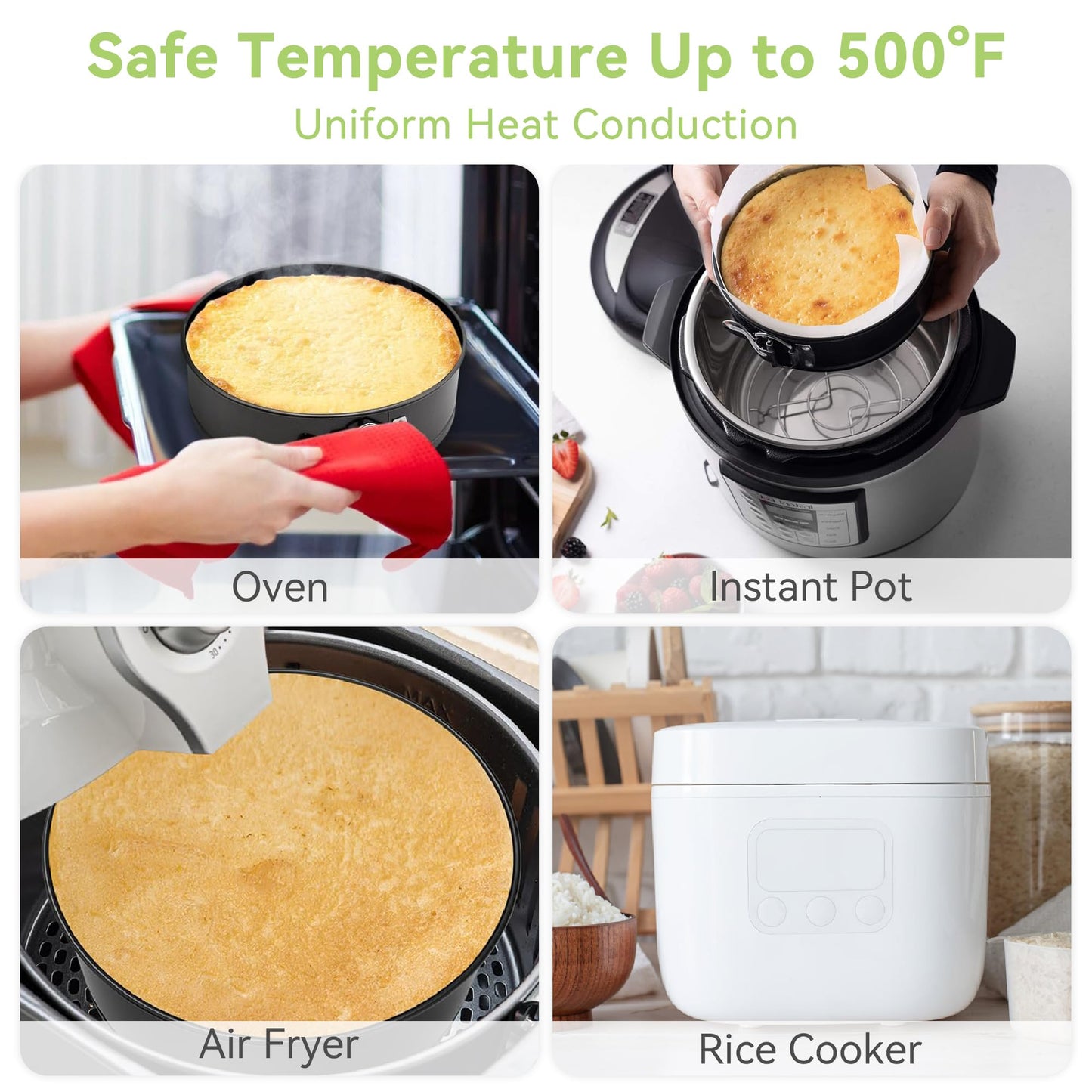 USLAI Springform Pan, 4/6/7/8/9/10 Inch Nonstick Cheesecake Pan with Removable Bottom, Easy to Clean, Ideal for Baking Cakes, Pies and Quiches - 6 Inch