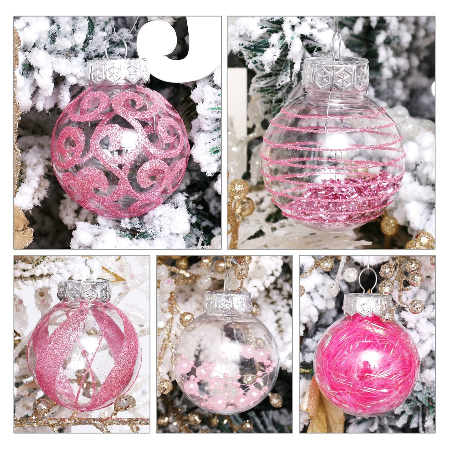 BSTCRAFT 60MM/2.36" Purple Clear Christmas Ornaments Set, 30pcs Shatterproof Delicate Baubles for Xmas Tree, Halloween, Indoor/Outdoor Decor