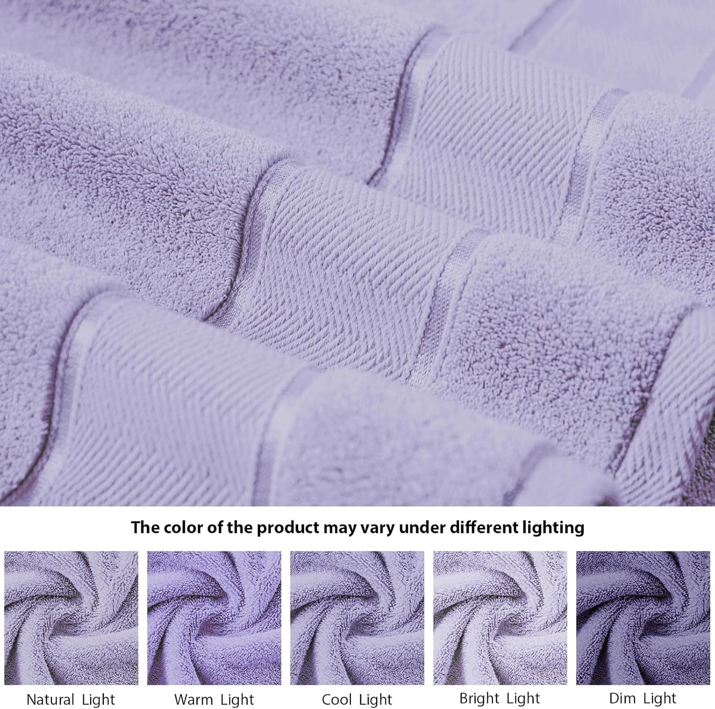 Marvione 6-Piece Bath Towel Set - 100% Turkish Cotton, Highly Absorbent & Soft - Lavender Color