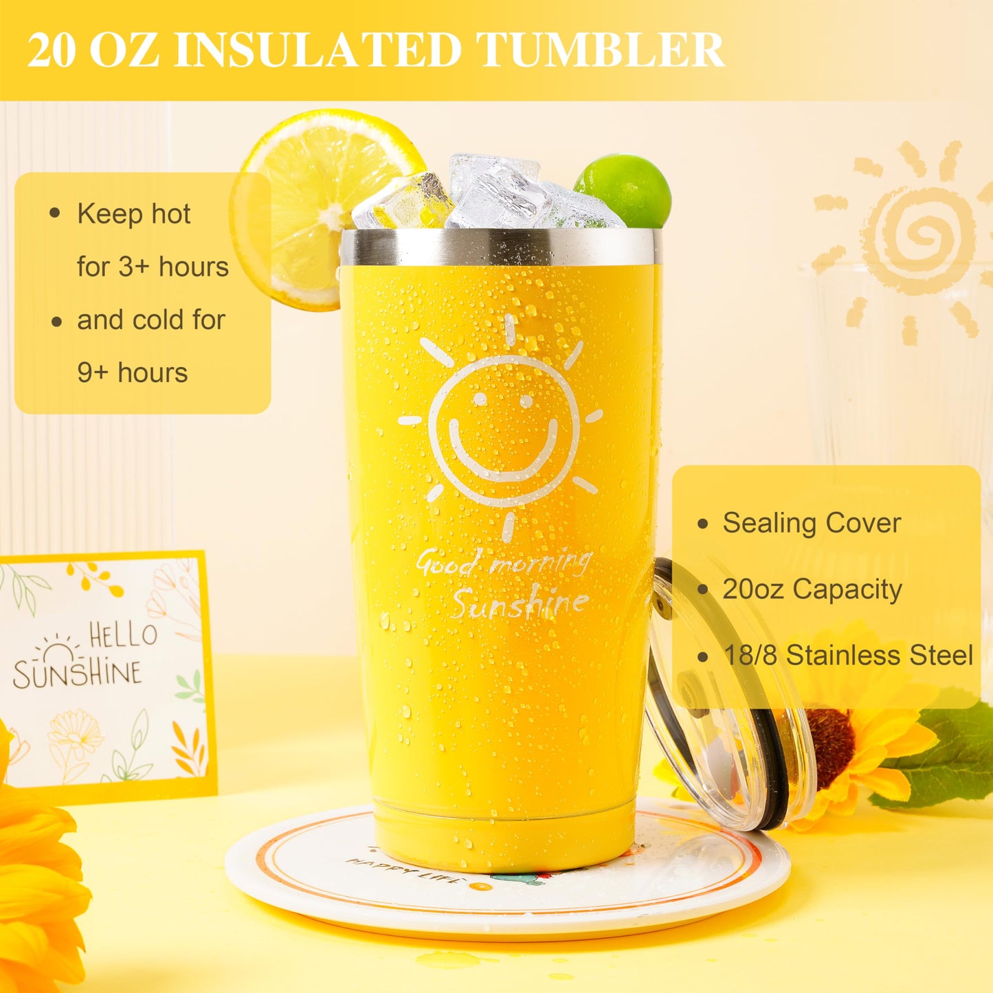 Birthday Gifts for Women, Set of 13 Unique Gift Baskets Birthday Present for Best Friends Bff Sister Sending Sunshine Include Tumbler, Get Well Gifts for Women Sunflower Presents