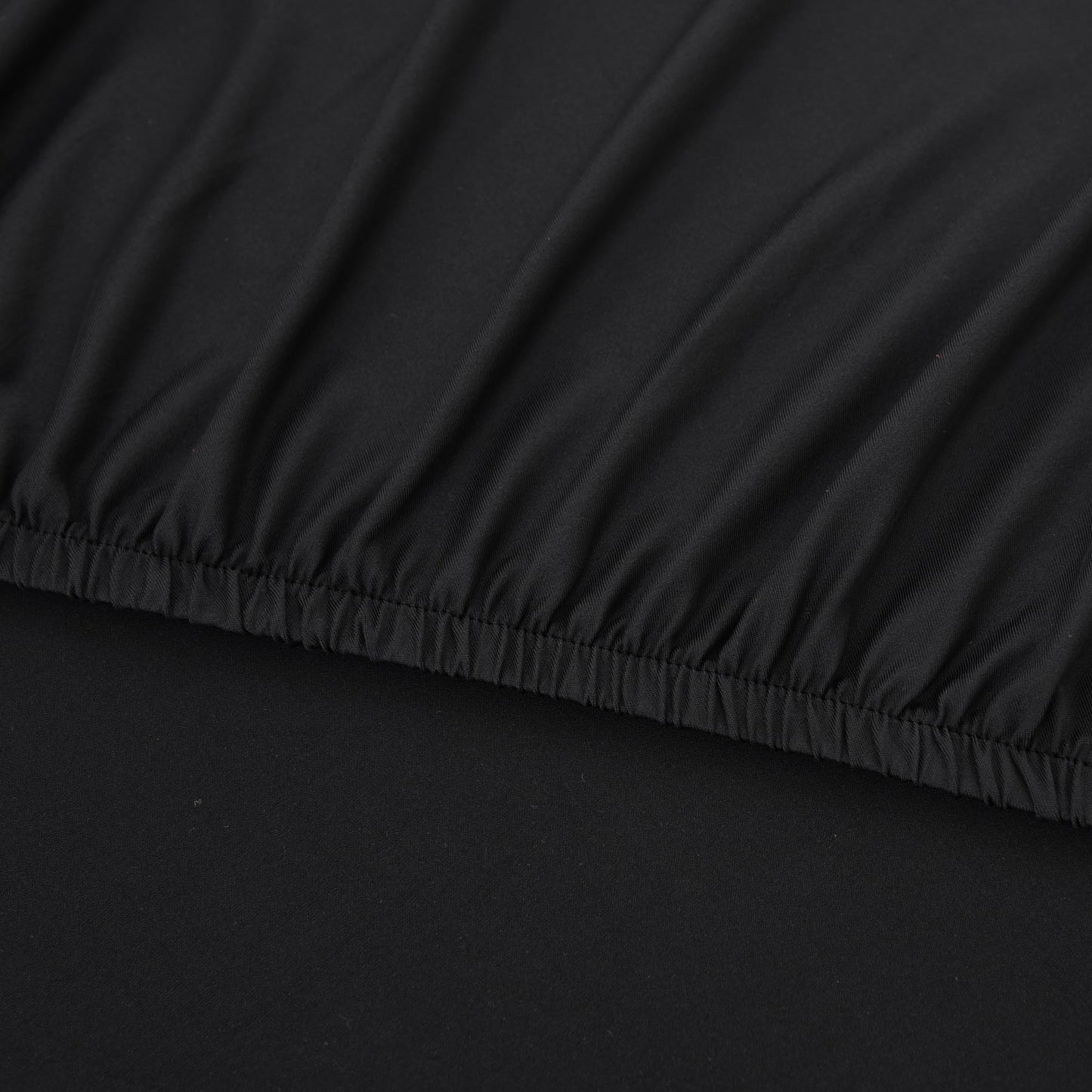 Monibana Fitted Tablecloth with Elastic Edged for Round Tables, Spandex Stretch Table Cover 48 Inch for Home Dining Picnic Party, Black