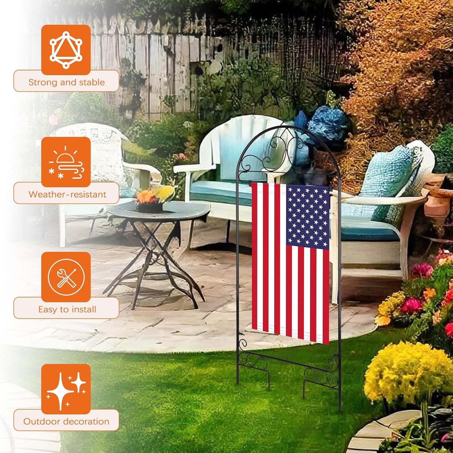 Liitrton Garden Flag Holder Stand - Durable Metal Flagpole Stake for 14" x 25" Flags | Perfect for Seasonal Yard Decor
