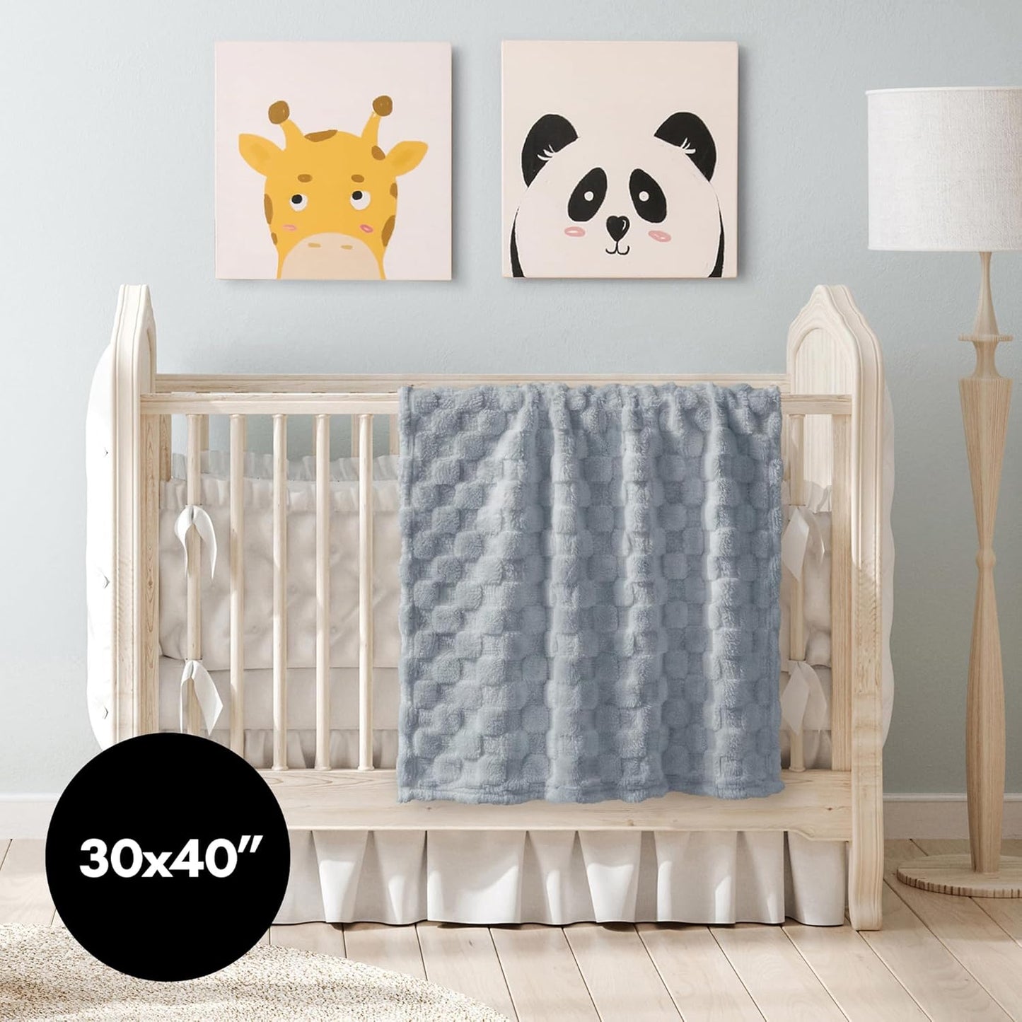 Americanflat 30x40 Jacquard Kids Throw Blanket - Soft, Breathable Mini Fleece for Couch & Bed - Gray Checkered Design