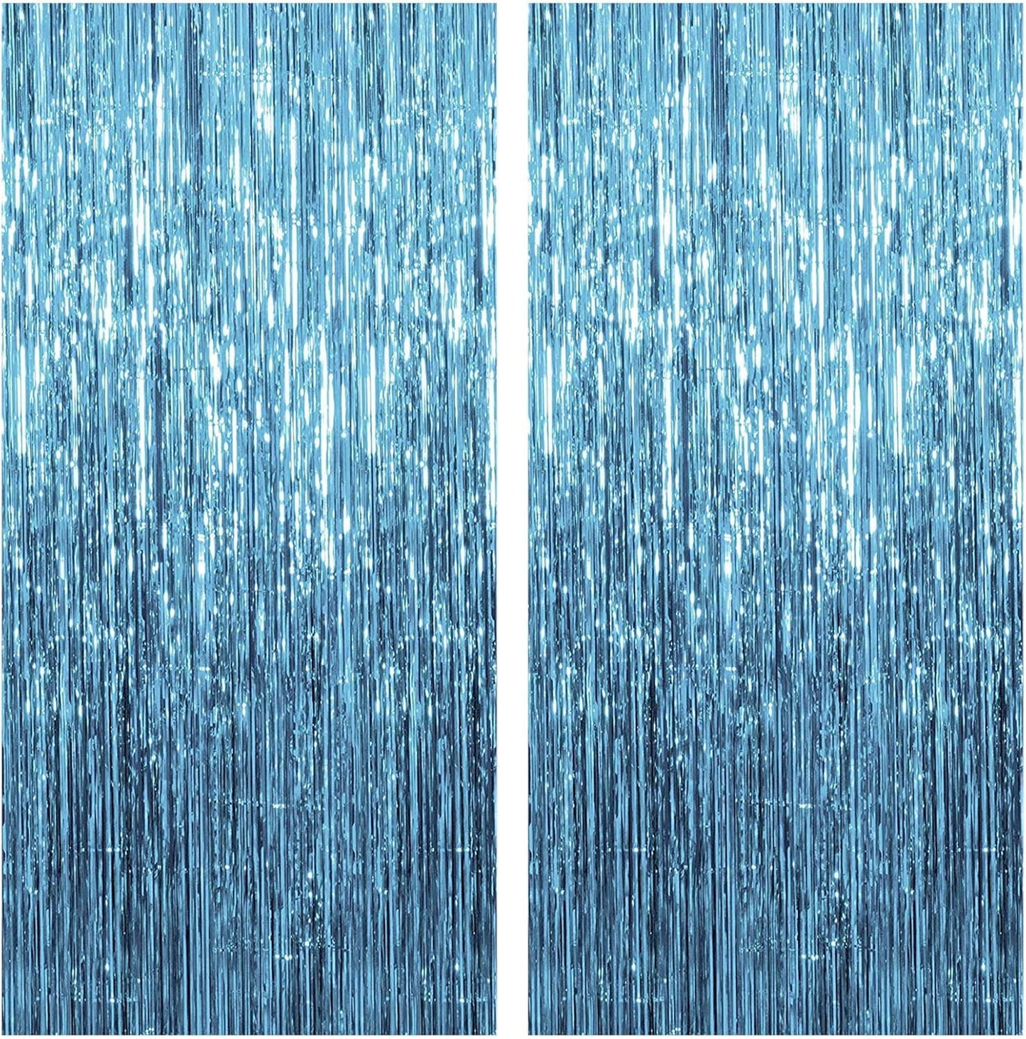 2 Pack Party Decorations Blue Streamers Fringe Backdrop Ocean Themed Decorations Foil Curtain Backdrop Blue Birthday Baby Shower Bachelorette Christmas Party Decor Supplies
