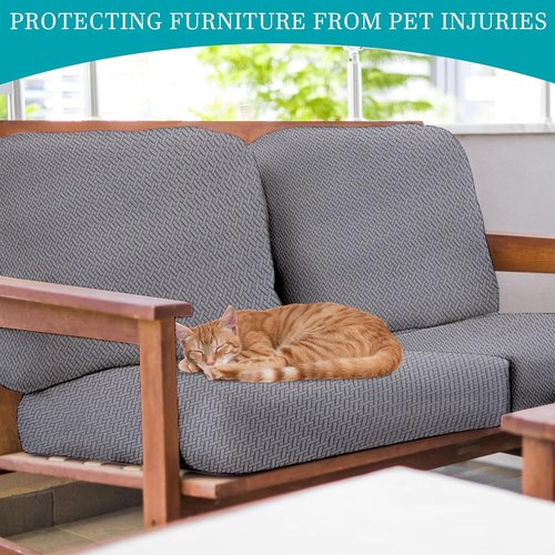 BIETYONE 12Pcs Stretch Patio Cushion Covers - Washable Outdoor Couch Slipcovers | Grey Furniture Protector