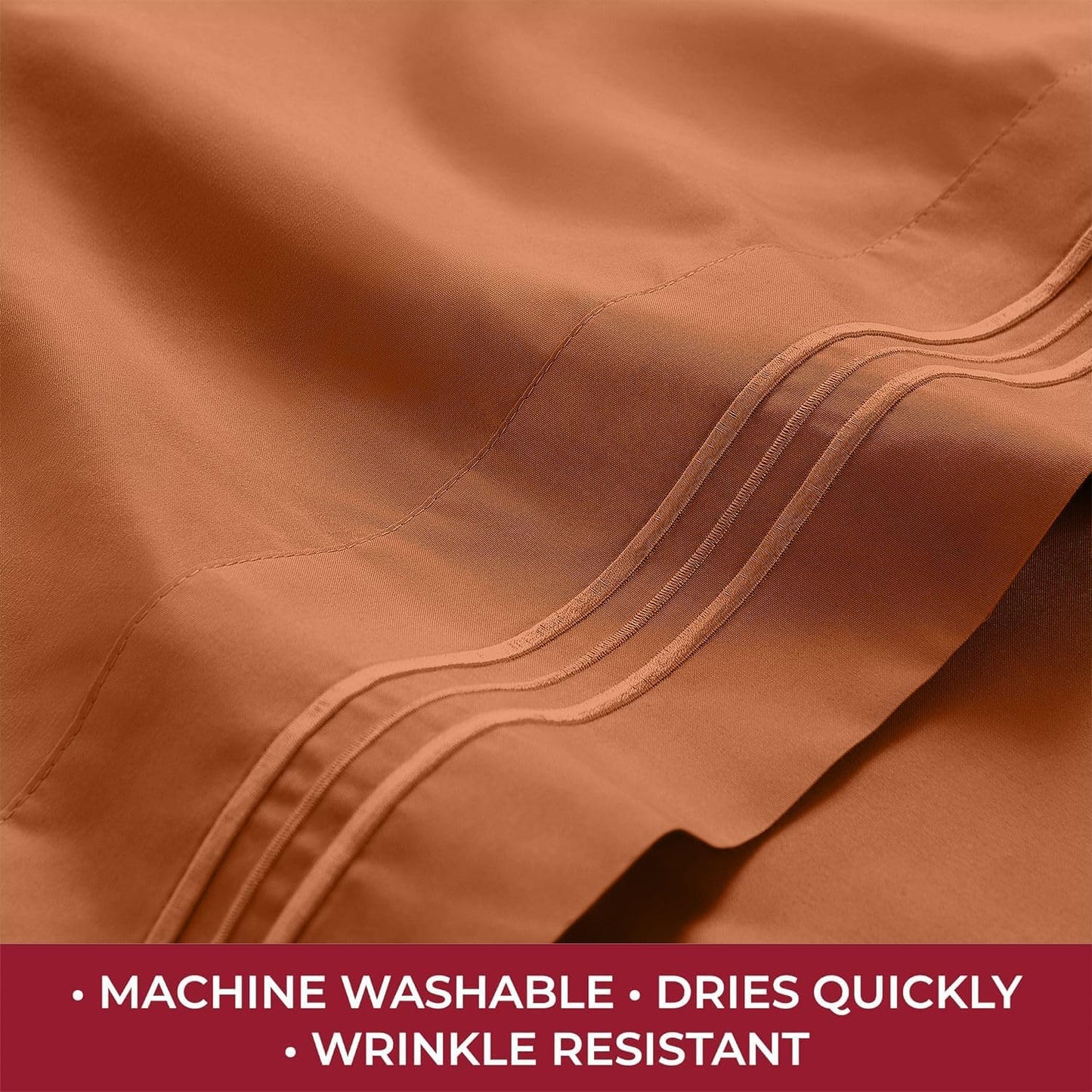 Mellanni RV Short Queen Sheets - Luxury 4 PC Bedding Set | Extra Soft, Cooling, Deep Pocket (Terracotta)