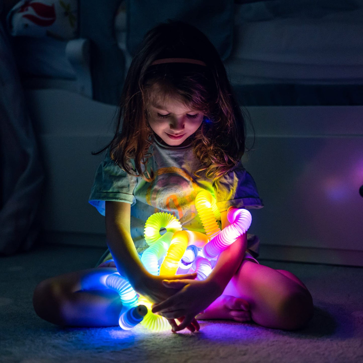 nutty toys Light Up Pop Tubes - Sensory Toys - Glow Sticks for Kids, Fine Motor Skills Toddler Fidget, Top ADHD & Autism Essentials 2026, Unique Gifts Idea, Best Boy & Girl Easter Basket Stuffers