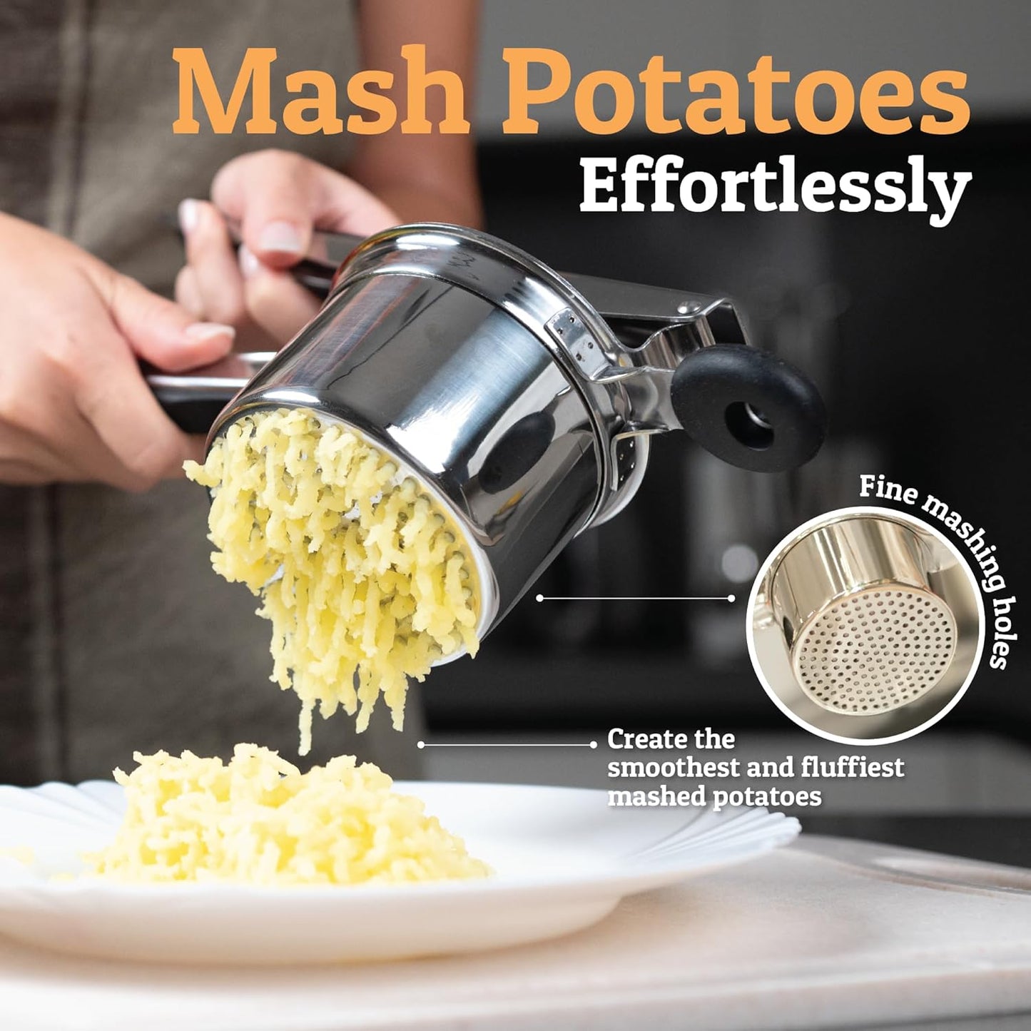 PriorityChef 15oz Potato Ricer - Heavy Duty Stainless Steel Masher for Perfect Mashed Potatoes