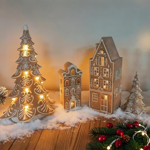 Cynkeyee Gingerbread House | Festive Indoor Christmas Decorations | 2.5" x 2" x 5.5" Resin Village Decor
