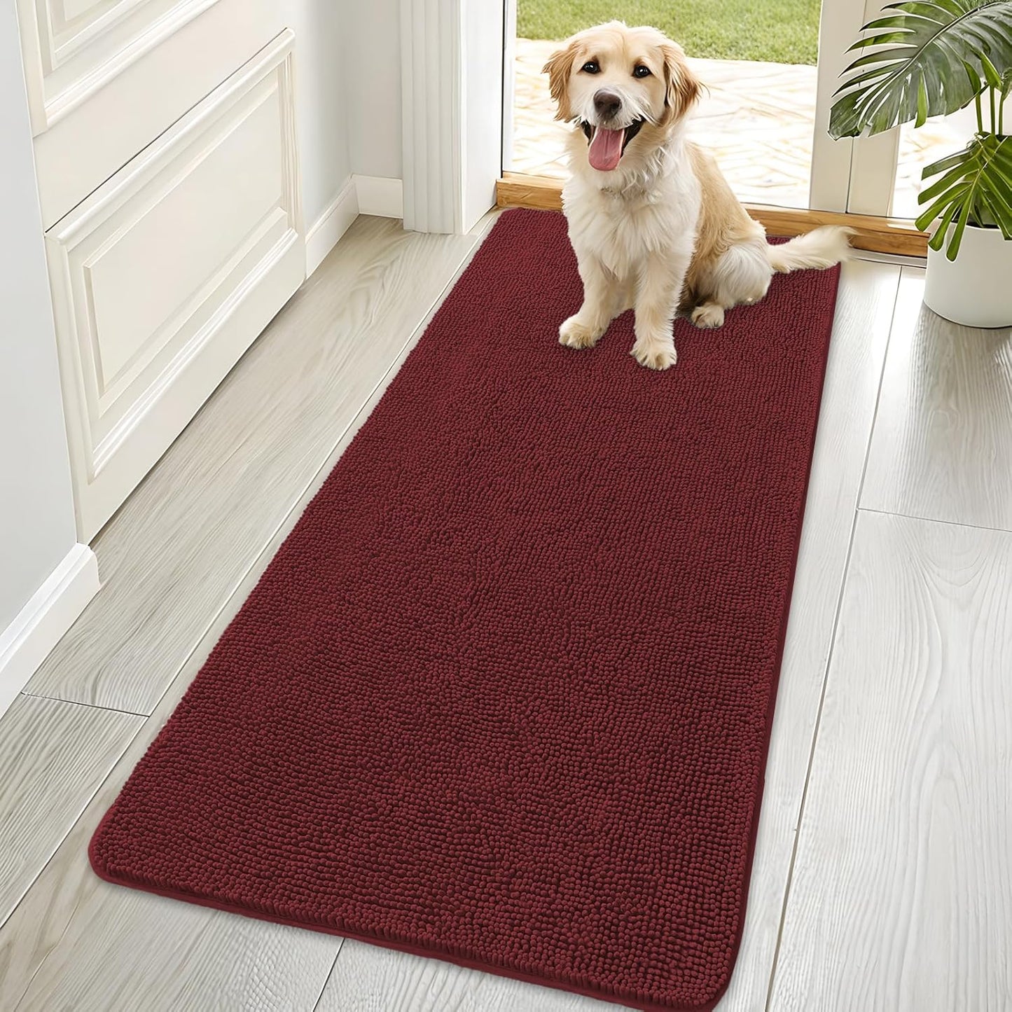 OLANLY Dog Door Mat - Absorbent Non-Slip Washable Mud Mat for Indoor Entryway | 70x35, Caramel Russet